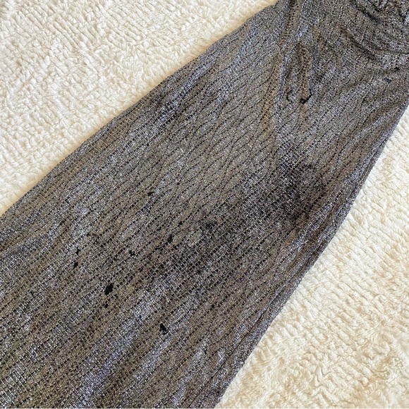 Cache Silver Metallic Beaded Embellished Evening Gown Maxi Dress 0 XS Y2K - Picture 10 of 16